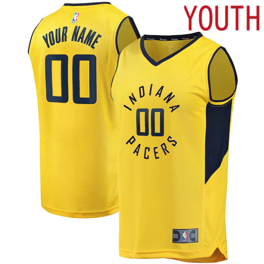 Youth Indiana Pacers Fanatics Branded Yellow Fast Break Replica Custom NBA Jersey